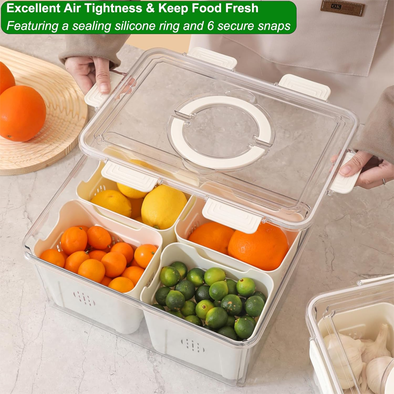 Sealed Refrigerator Fruit Storage Container with Lid and Handle, BPA-Free, for Preserving Berries and Vegetables - Image 3