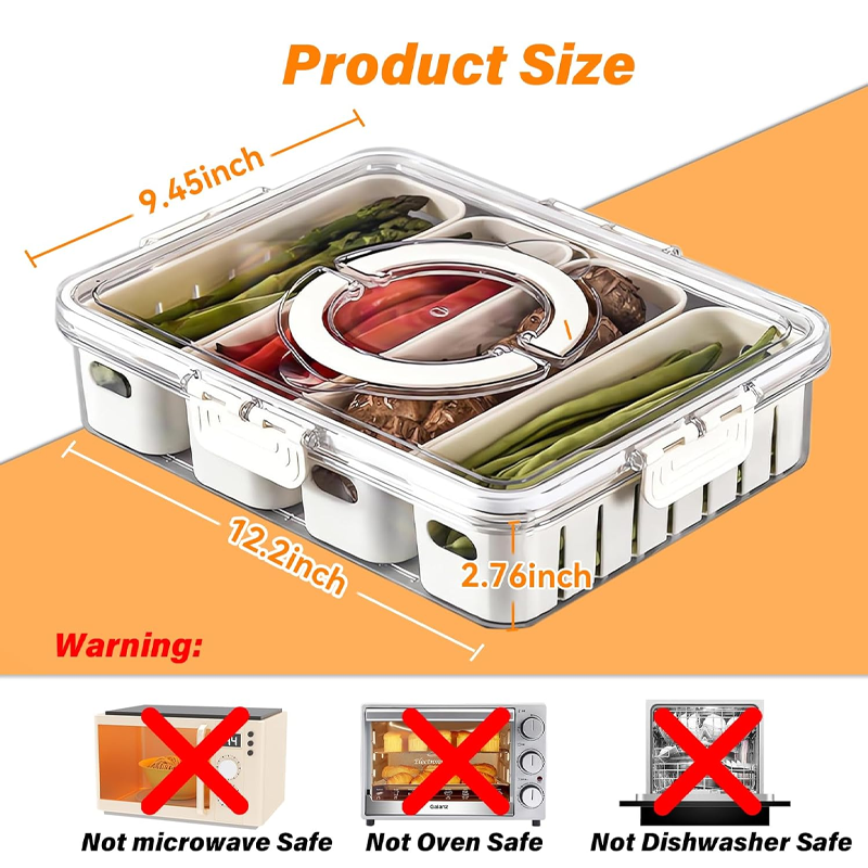 Portable Refrigerator Fruit Storage Container, BPA-Free Divided Storage Box with Lid - Image 3