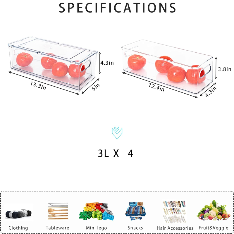 Stackable Refrigerator Storage Box, Pull-Out with Handle, Suitable for Refrigerator Food Storage - Image 2