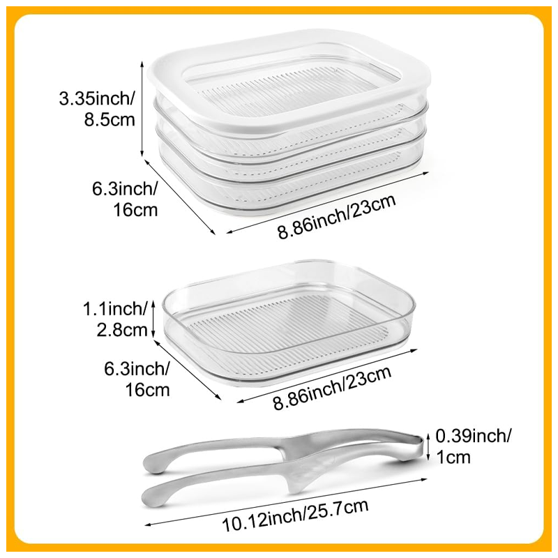 Refrigerator Storage Box, Stackable, 3-Layer Transparent Food Storage Box - Image 2