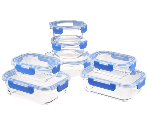 Glass Refrigerator Storage Box, with Locking Lid, BPA-Free, Transparent Body