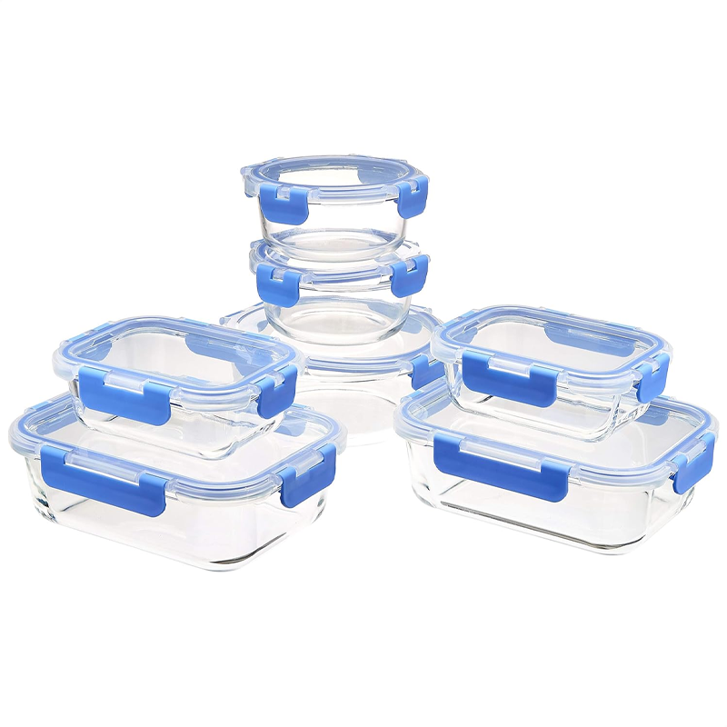 Glass Refrigerator Storage Box, with Locking Lid, BPA-Free, Transparent Body