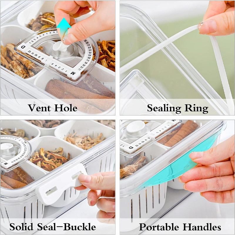 Refrigerator Storage Container, Portable, 3-Compartment Storage Box with Lid - Suitable for Refrigerator - Image 3