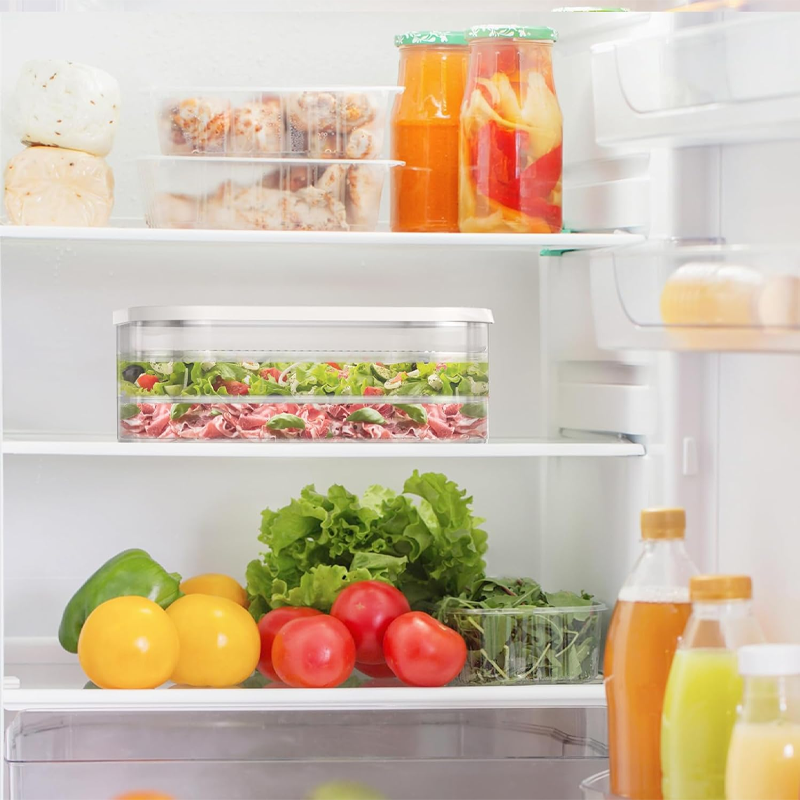 Refrigerator Deli Container, Stackable Food Storage Container, Food Storage Box with Lid - Image 2